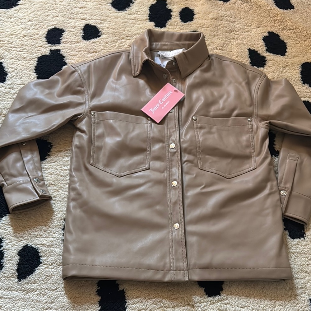 Juicy Couture Tan Leather Jacket with Collar